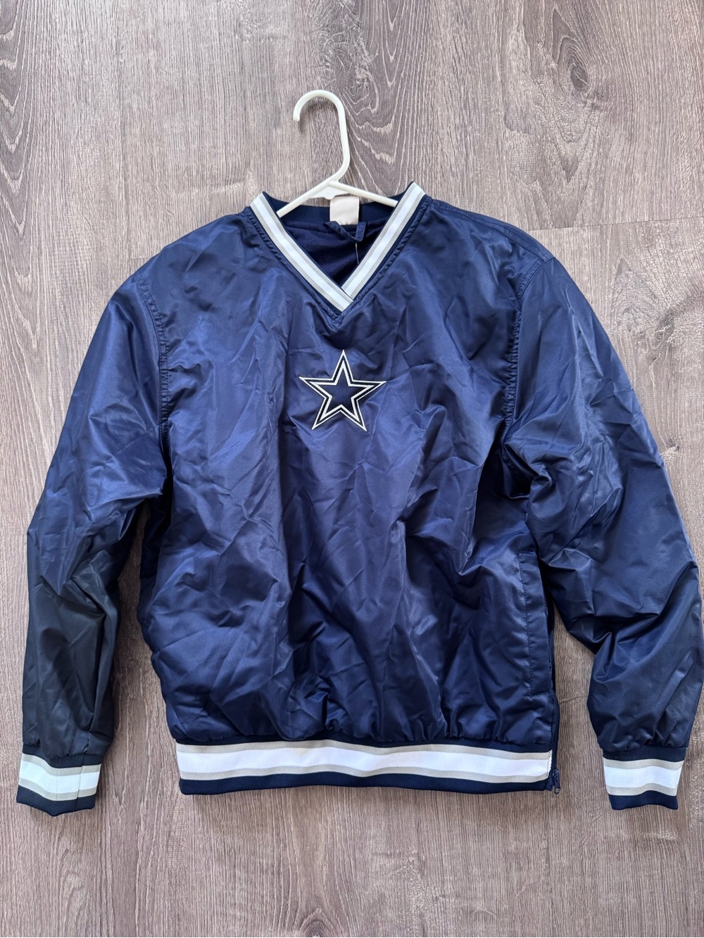NFL Dallas Cowboys Navy & White V-Neck Windbreaker
